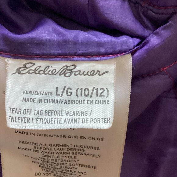 Eddie Bauer Girls Reversable Fleece Lined Ombre Pink Purple Puffer Jacket Size L - Picture 10 of 12